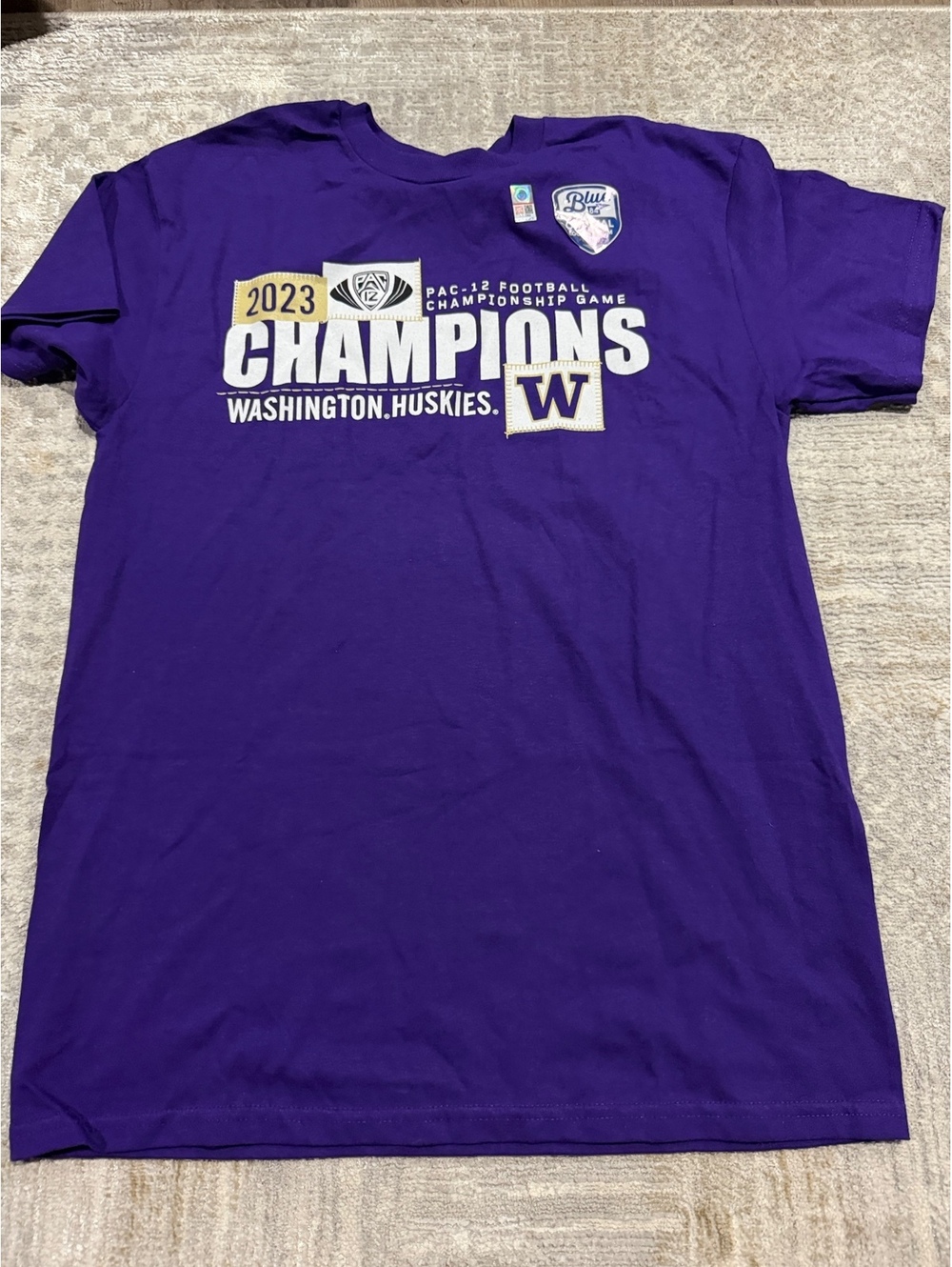 Blue 84 Washington Huskies 2023 Pac-12 Football Champions T-Shirt Medium